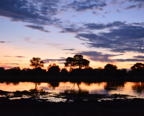 Sonnenuntergang in Khwai